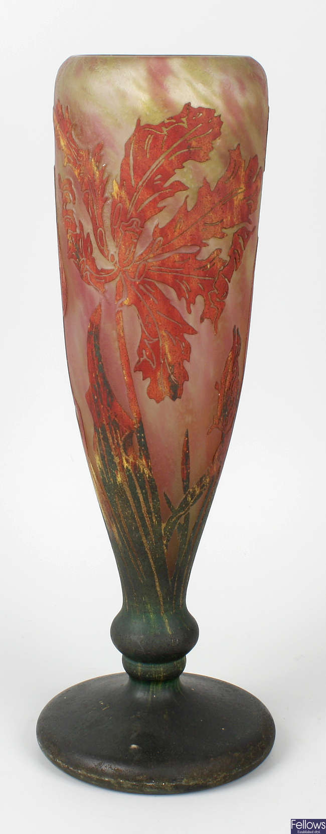 A large Art Nouveau-style cameo glass vase