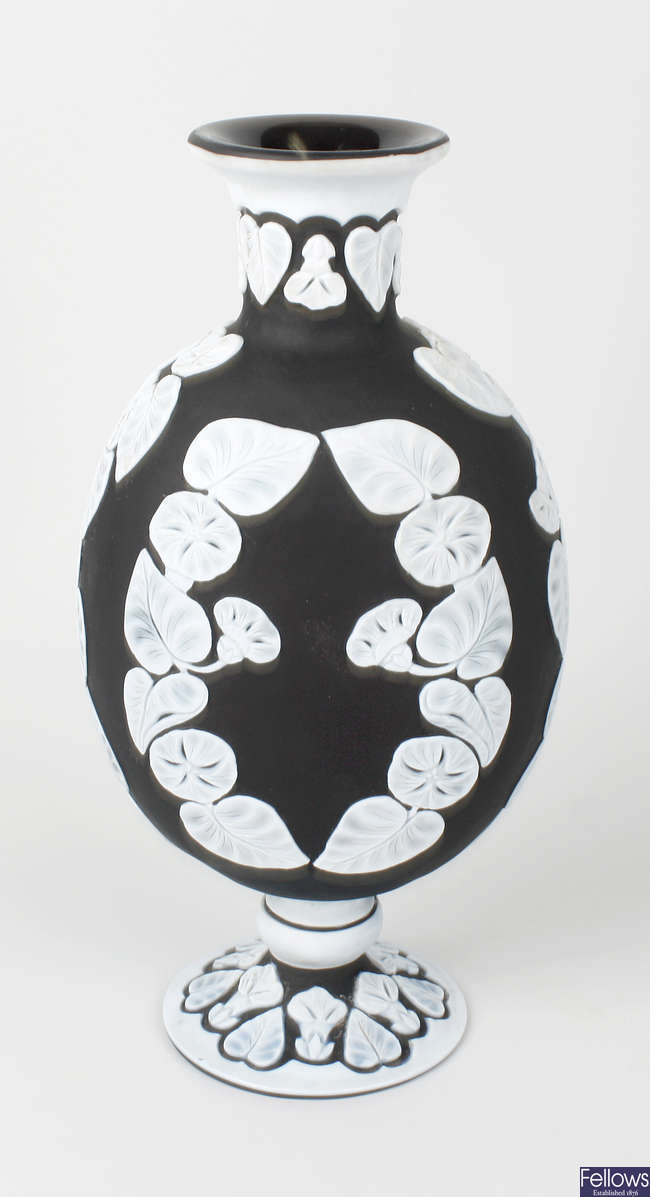 A fine quality dark amethyst cameo glass vase.