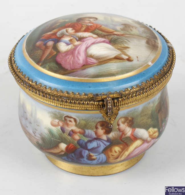 A good 19th century French Sevres-style porcelain circular box