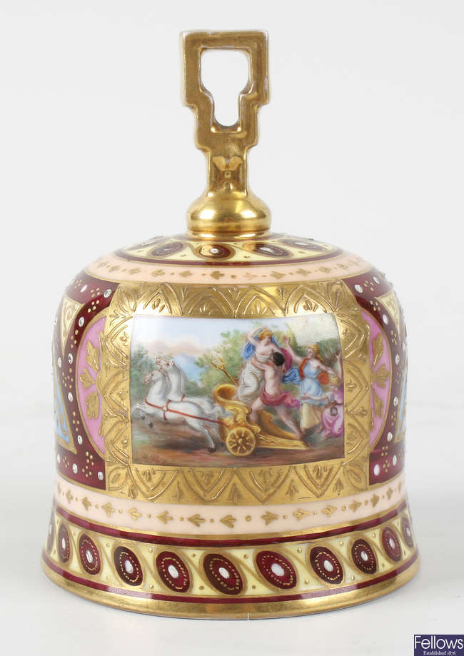 A rare Vienna porcelain table bell
