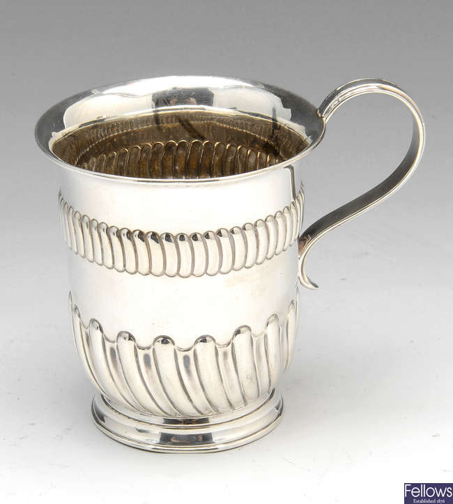 A Victorian part fluted half-pint mug.