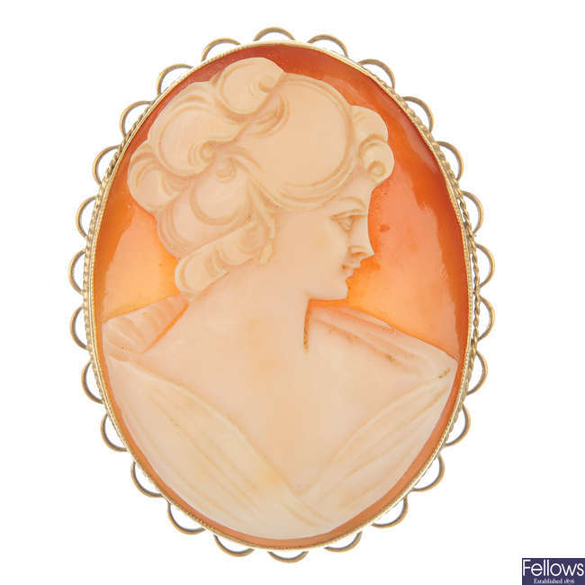 A 9ct gold cameo brooch and a cameo ring.