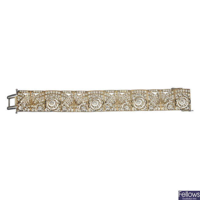 An early 20th century silver paste panel bracelet.