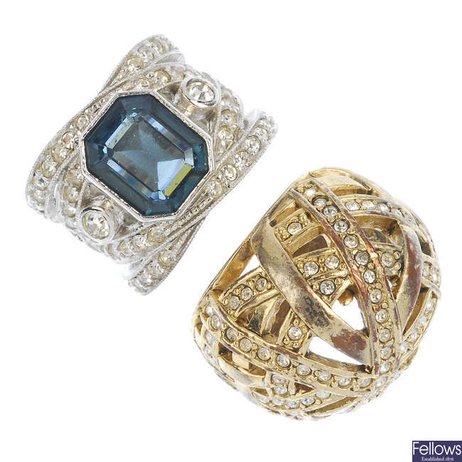 A selection of modern paste and cubic zirconia jewellery.