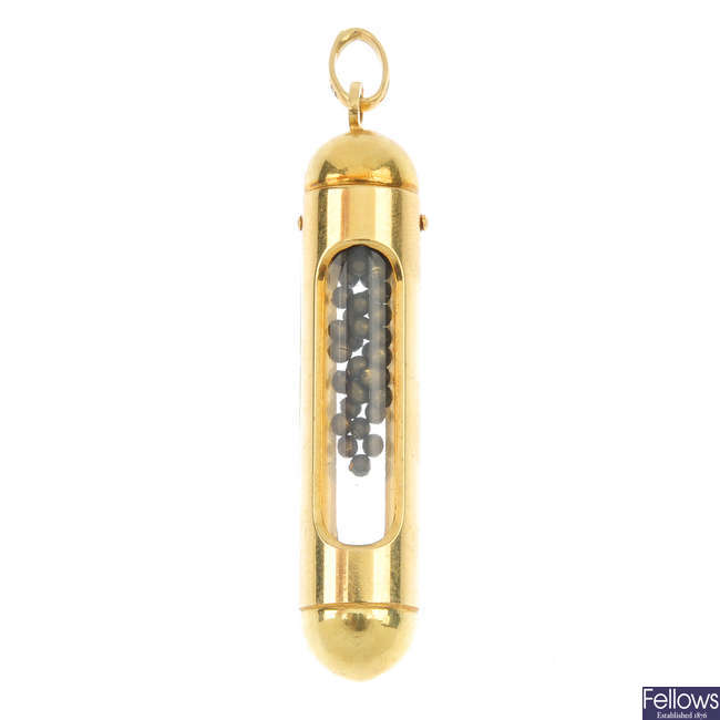 An 18ct gold sporting souvenir phial pendant.