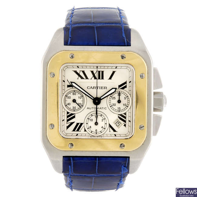 CARTIER - a Santos 100 chronograph wrist watch.