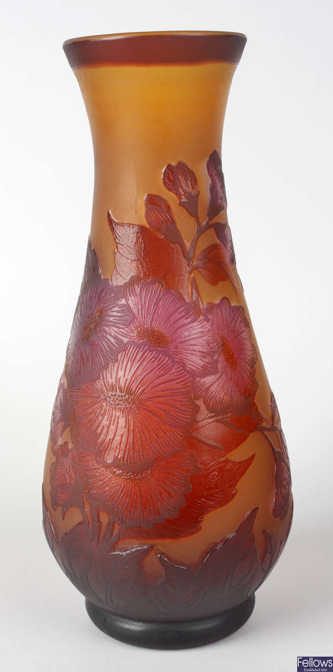 An Art Nouveau-style cameo glass vase