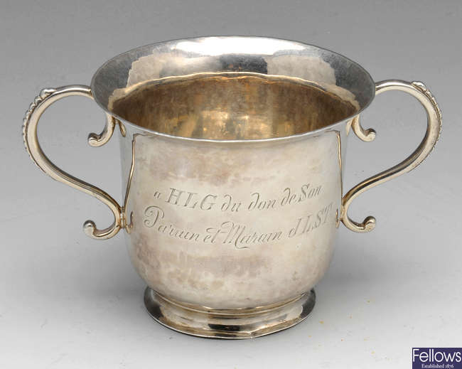 An 18th century Channel Islands silver Christening cup.
