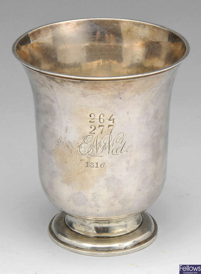 A Channel Islands silver beaker by Jacques Quesnel I.