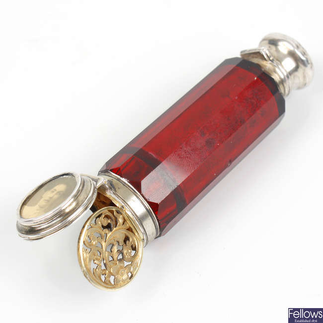 A red glass scent bottle