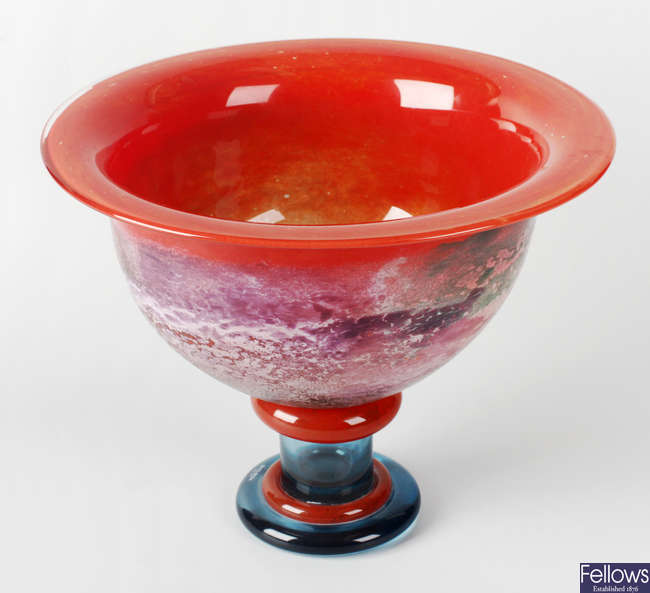 A Kosta Boda glass pedestal bowl