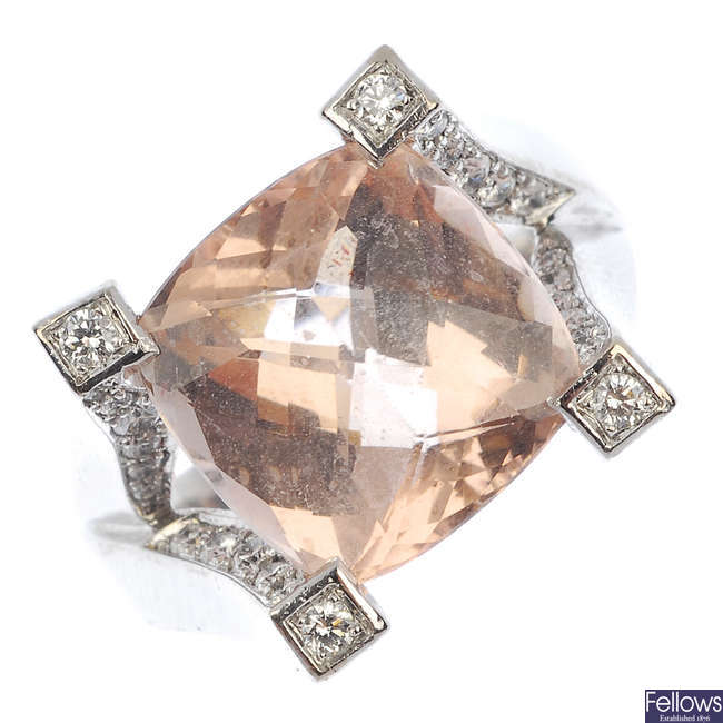 A morganite and diamond dress ring.
