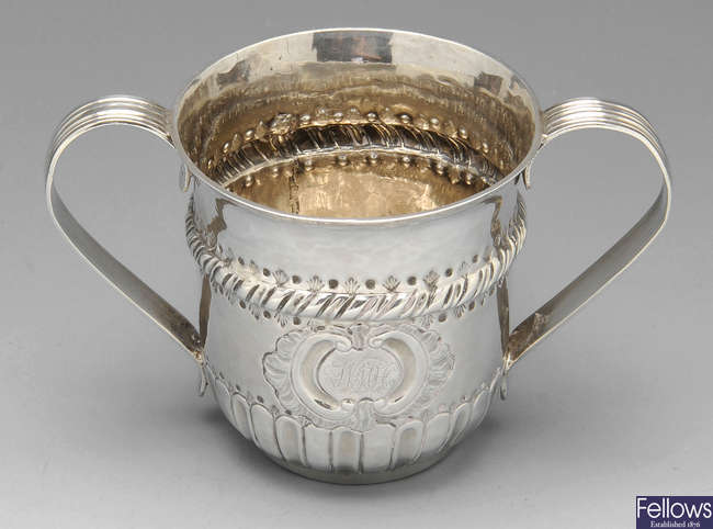 A George III silver porringer by Peter & Ann Bateman.