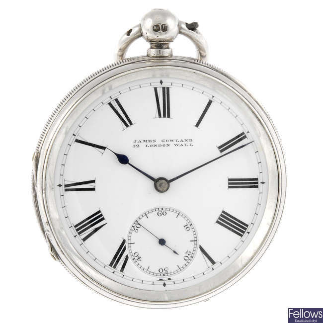 A silver open face pocket watch by James Gowland.