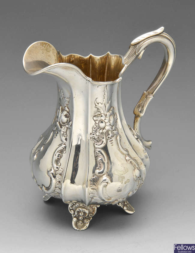 A large Victorian silver cream jug.