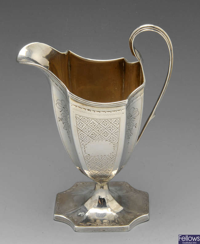 A late 18th century silver cream jug.