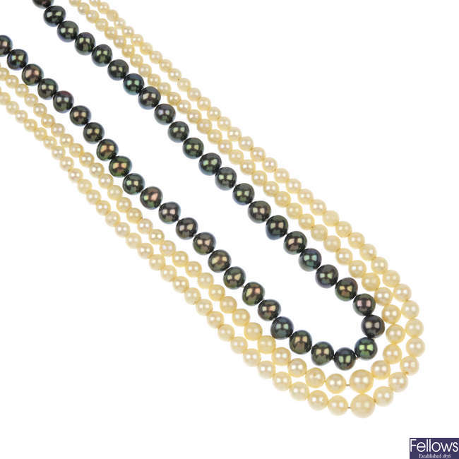 A selection of cultured pearls. 