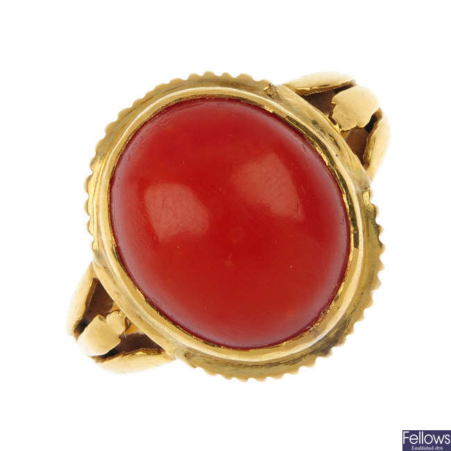 A coral ring.