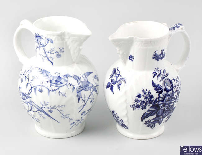 Two 18th century porcelain 'cabbage leaf' jugs