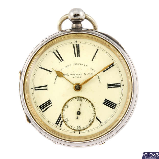 An open face pocket watch by Thomas Russell.