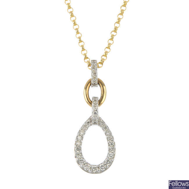Two 9ct gold diamond pendants with chains.