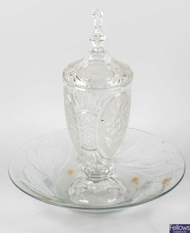 A 20th century French pressed glass dish