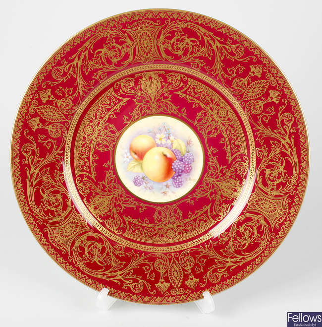 A Royal Worcester porcelain cabinet plate