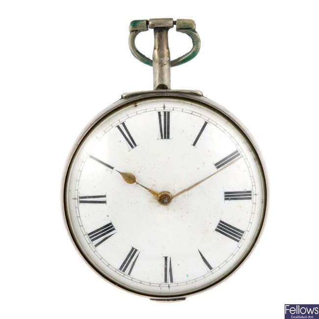An open face pair case pocket watch by Stephen Crambrook, Dover.