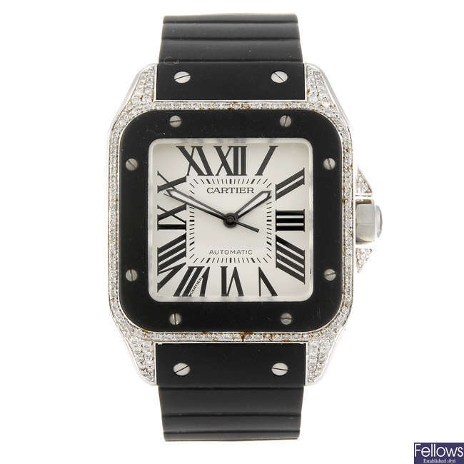 CARTIER - a Santos 100 wrist watch.