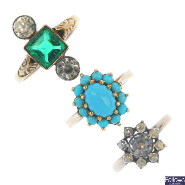 A selection of five items of mid 19th century and later gem-set jewellery.