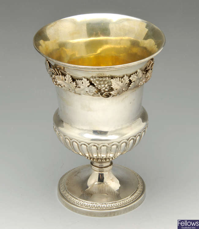 A George IV silver goblet.