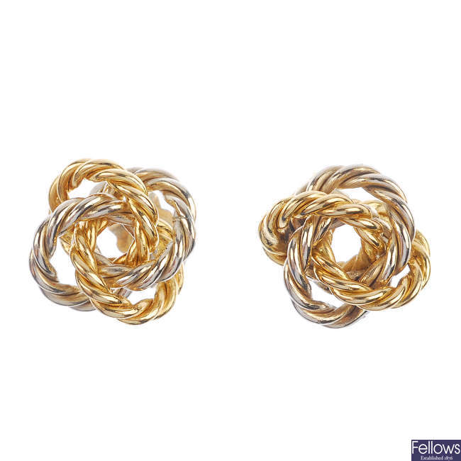 A pair of 18ct gold knot ear studs.