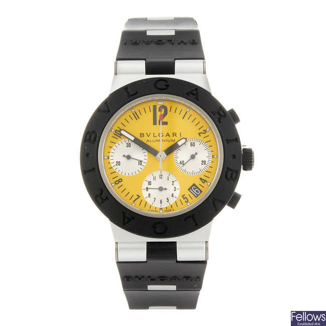 BULGARI - a limited edition gentleman's aluminium Diagono wrist watch.
