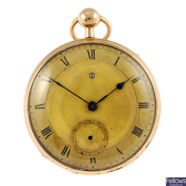 A rose metal open face repeater pocket watch.