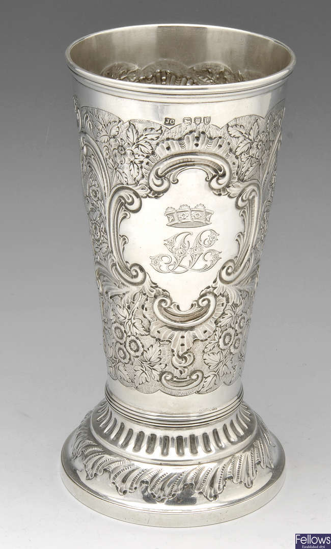 A Victorian silver vase.