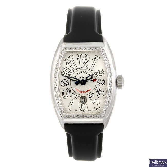 FRANCK MULLER - a lady's stainless steel Conquistador wrist watch. 