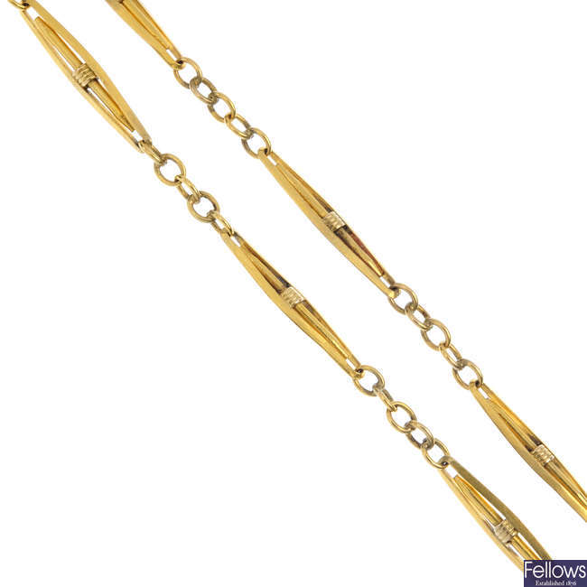 An early 20th century gold Albert chain.
