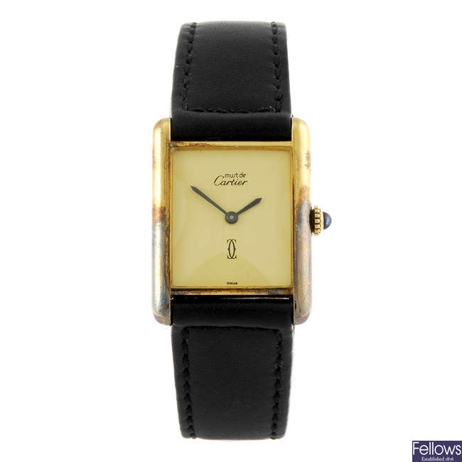 CARTIER - a gold plated silver Must De Cartier Tank wrist watch.