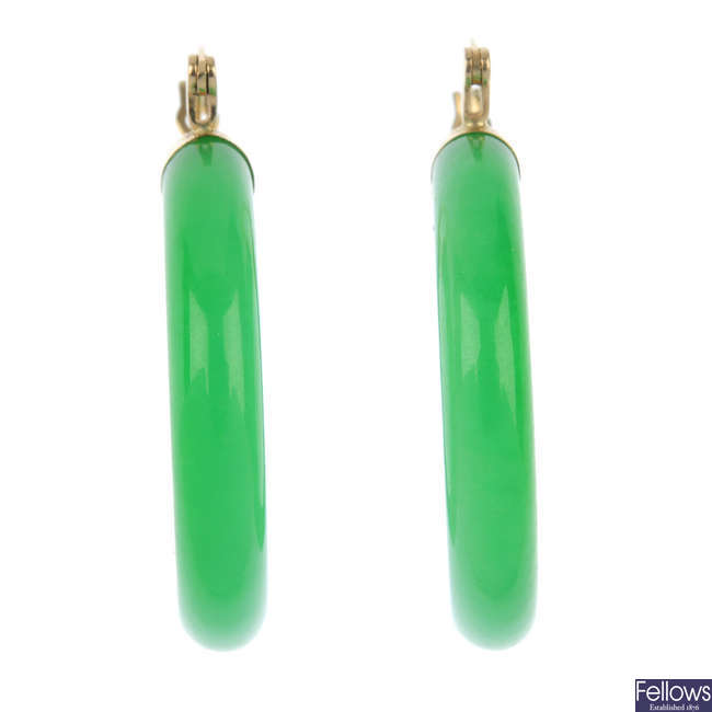 A pair of jade ear hoops.