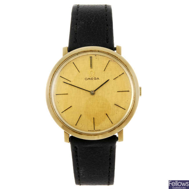 OMEGA - a gentleman's 9ct yellow gold wrist watch.