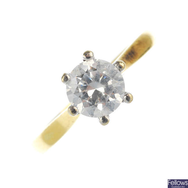 A cubic zirconia single-stone ring.