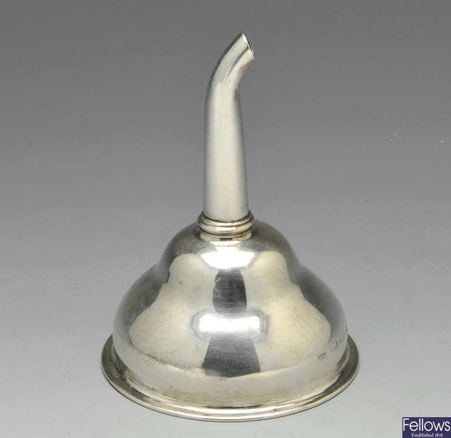 A George III Irish silver wine funnel.