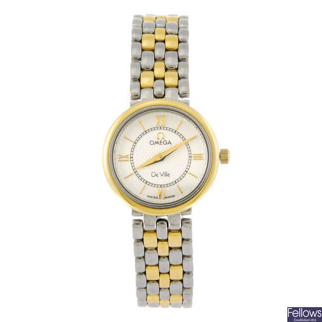 OMEGA - a lady's bi-colour De Ville bracelet watch.

