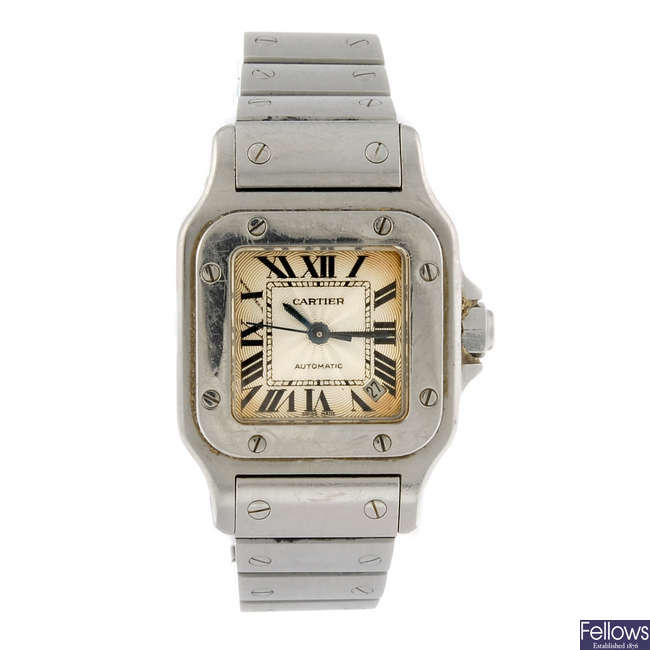 CARTIER - a stainless steel Santos bracelet watch. 