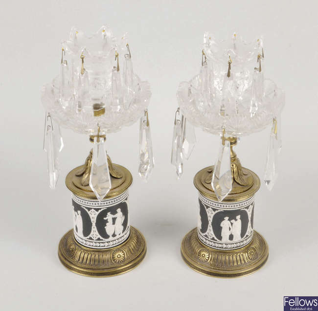 A pair of Wedgwood table lustres