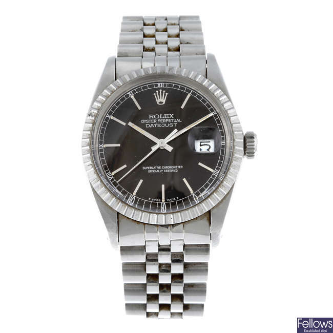 ROLEX - a gentleman's stainless steel Oyster Perpetual Datejust bracelet watch.