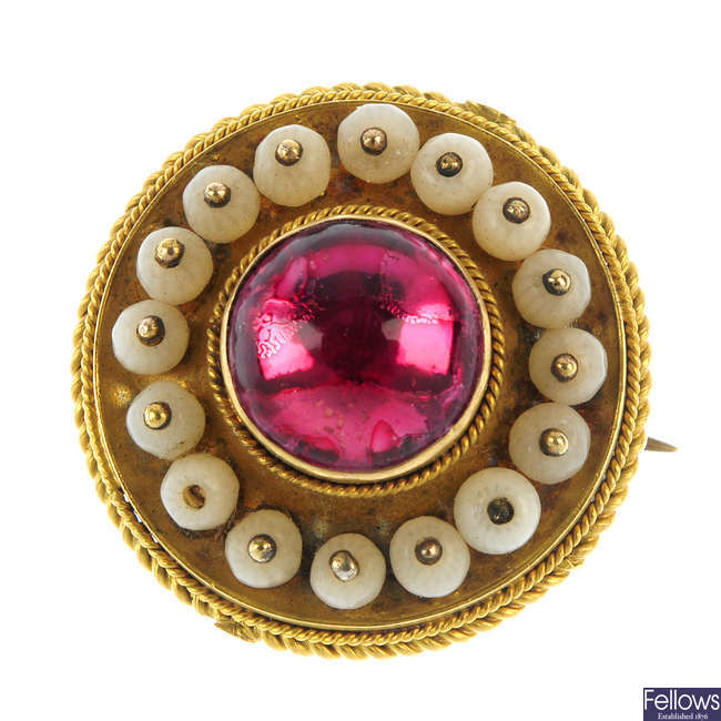 A late 19th century gold gem-set brooch