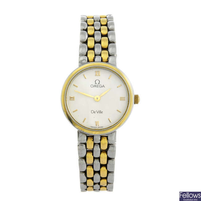 OMEGA - a lady's gold plated De Ville bracelet watch.