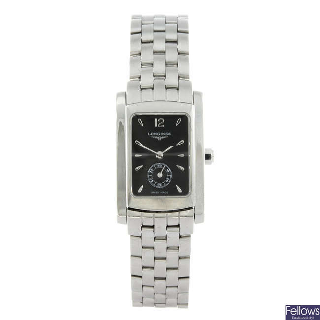 LONGINES - a lady's stainless steel Dolce Vita bracelet watch.