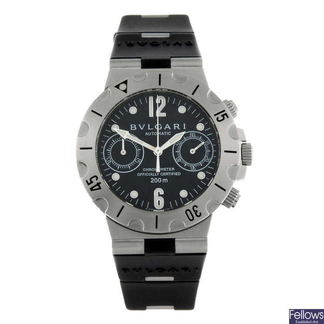 BULGARI - a gentleman's stainless steel Scuba chronograph wrist watch.